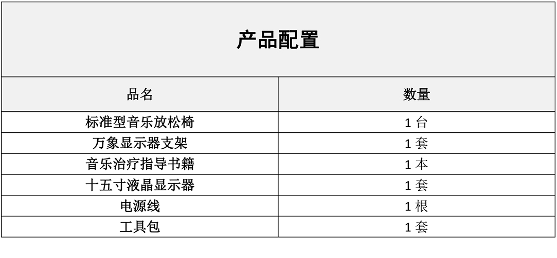 標(biāo)準(zhǔn)型音樂放松椅配置